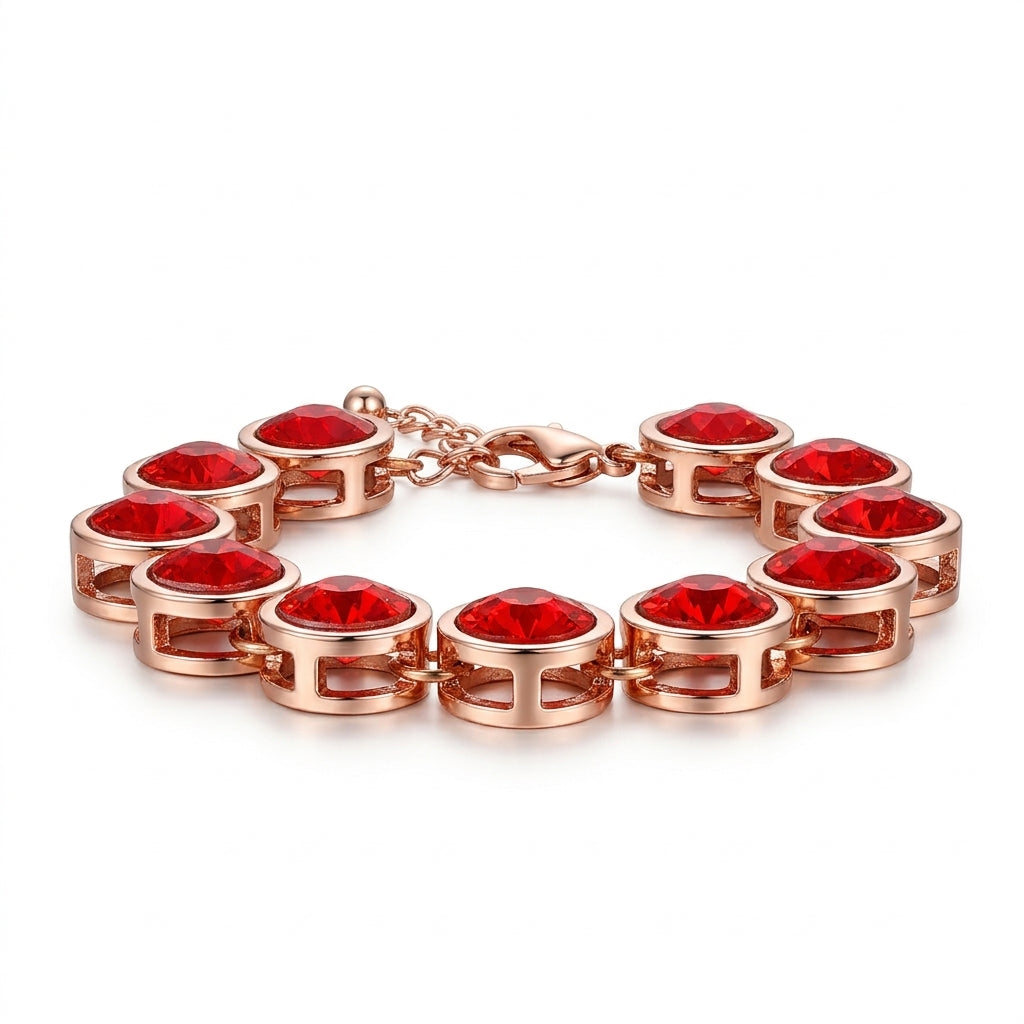 Red Crystal Linked Chain Bracelet