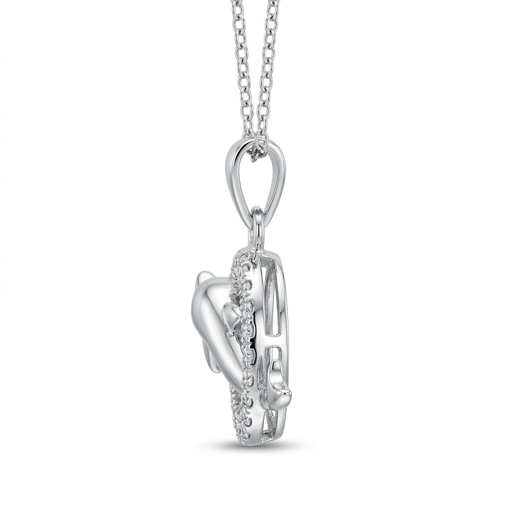Dolphin Sparkle Circle Pendant