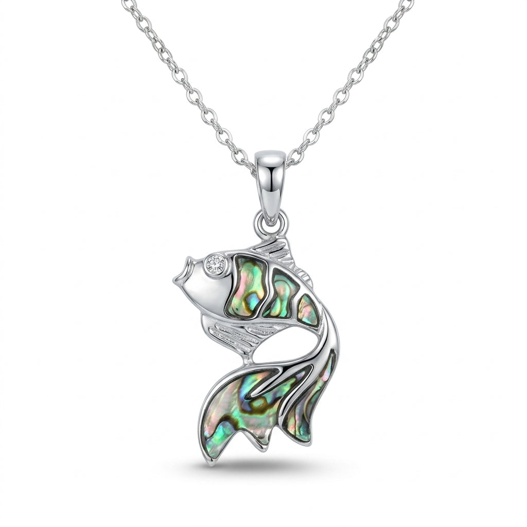 Paua Shell Goldfish Pendant