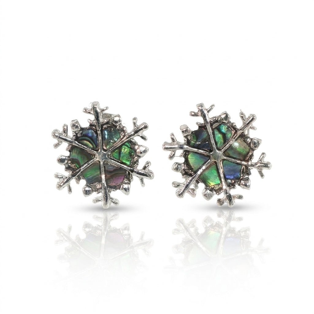 Paua Shell Snowflake Stud Earrings