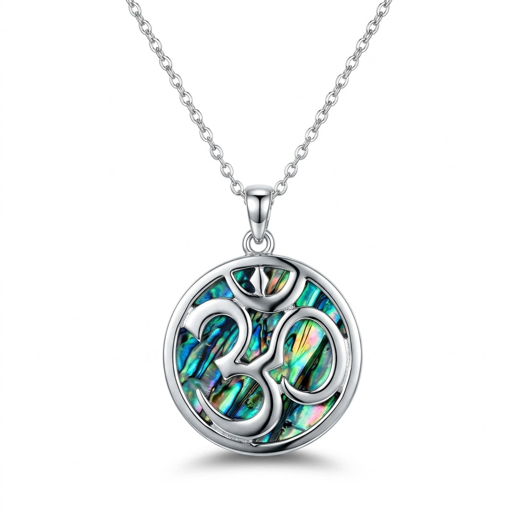 Paua Shell Round Symbol Disc Pendant