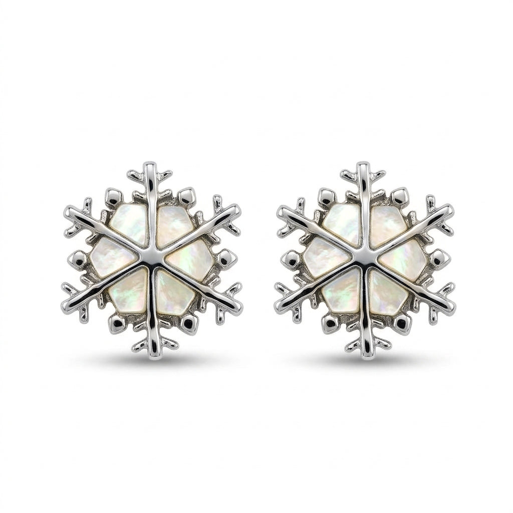 Mother of Pearl Snowflake Stud Earrings