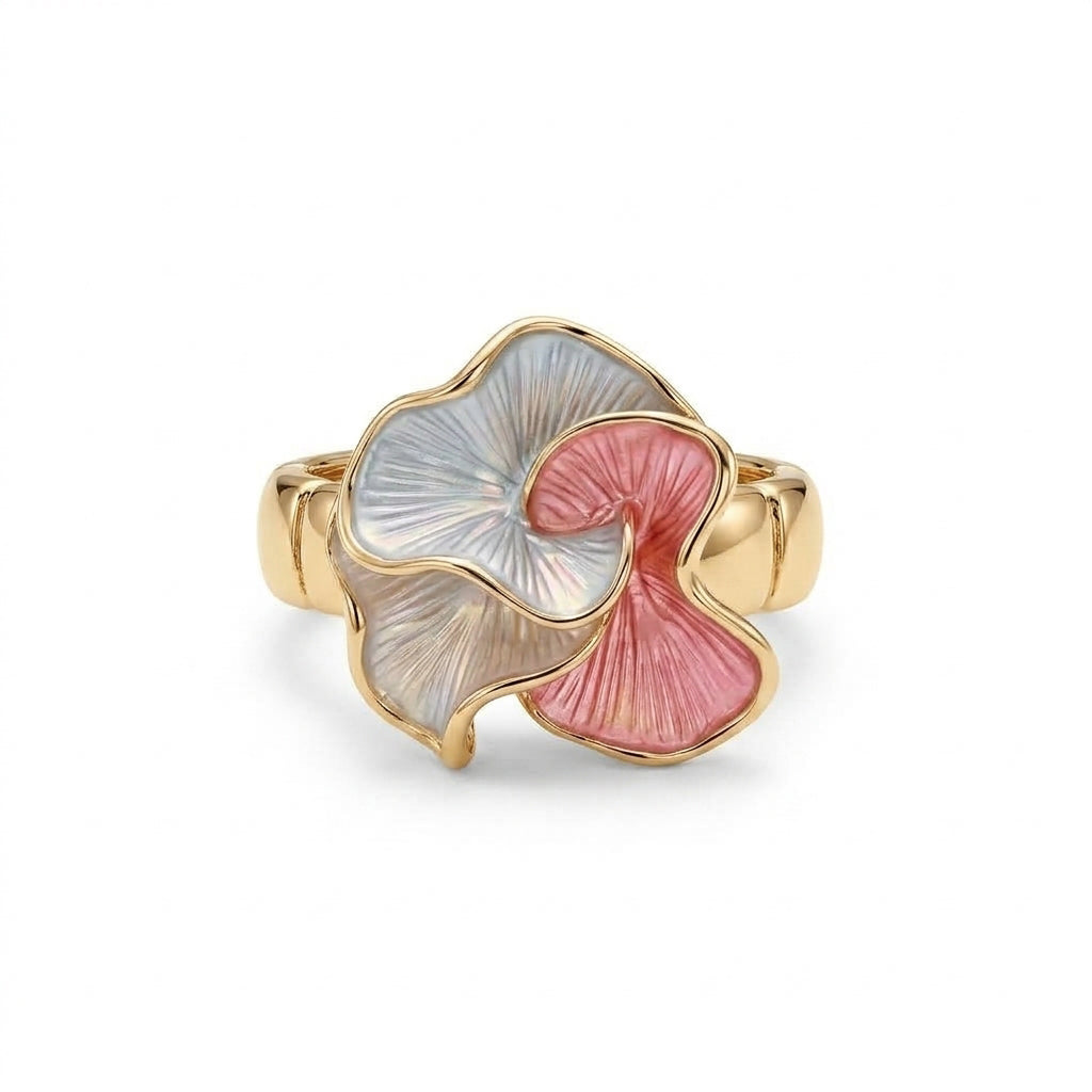 Tri-Petal Floral Stretch Ring - Pastel Tones