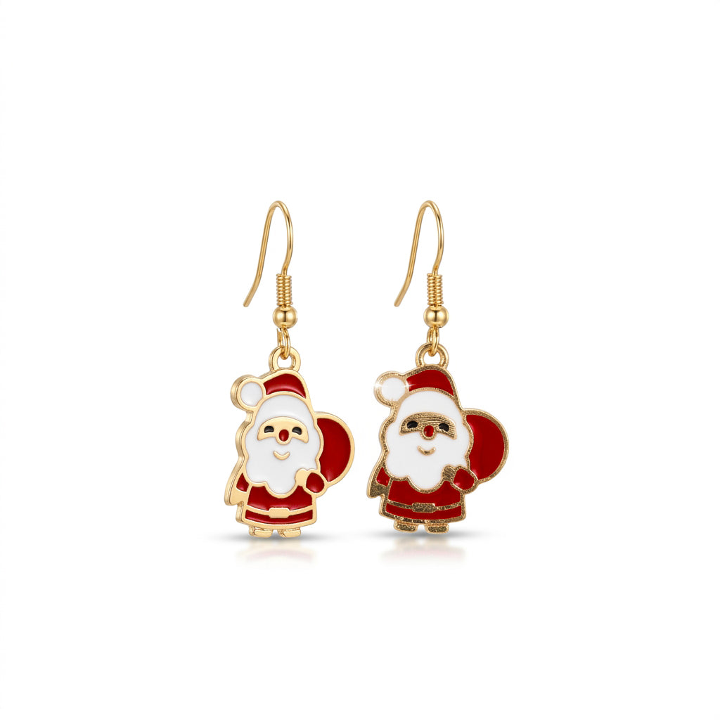 Santa Claus Enamel Hook Earrings