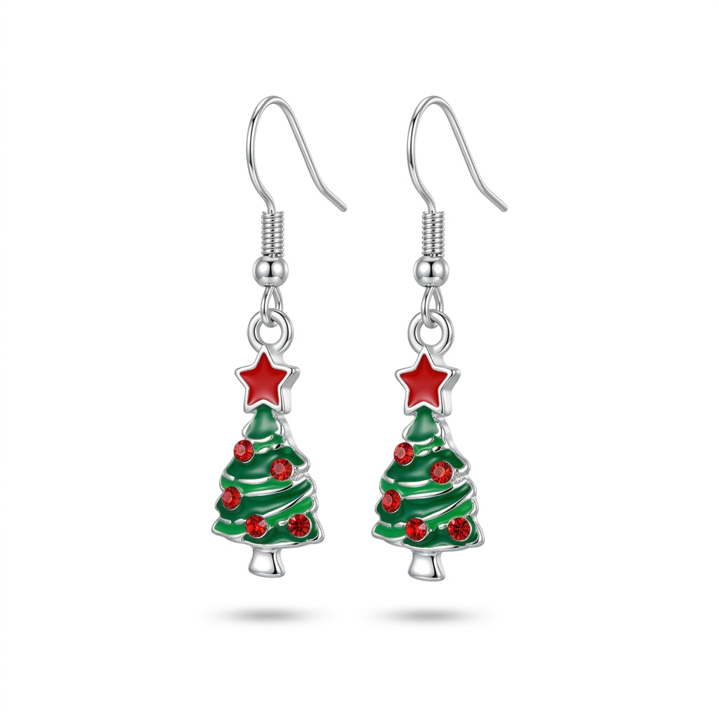 Christmas Tree Star Hook Earrings