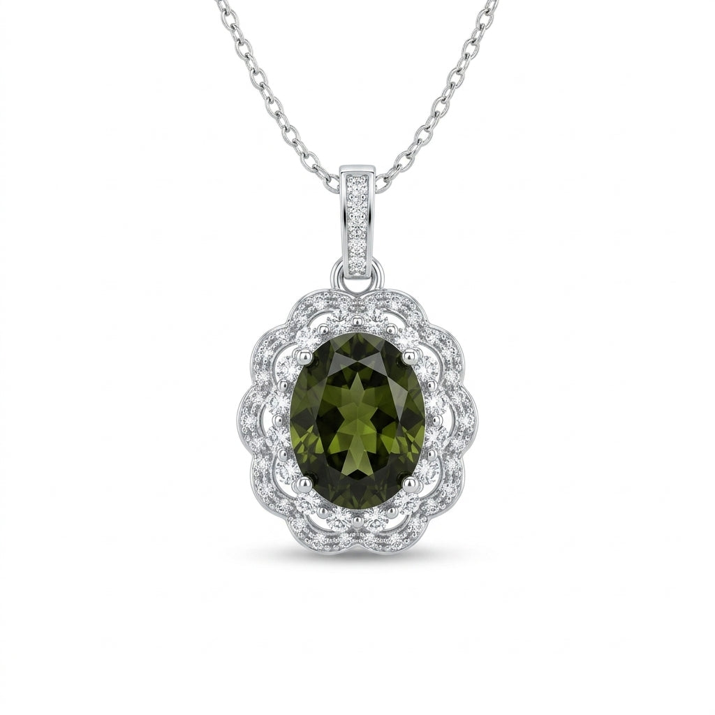 Zircon Crystal Lantana Pendant with Peridot