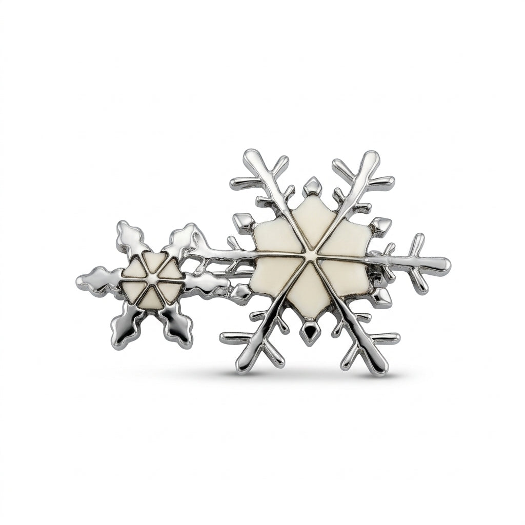 Double Snowflake Brooch with Mother Of Pearl Inlay