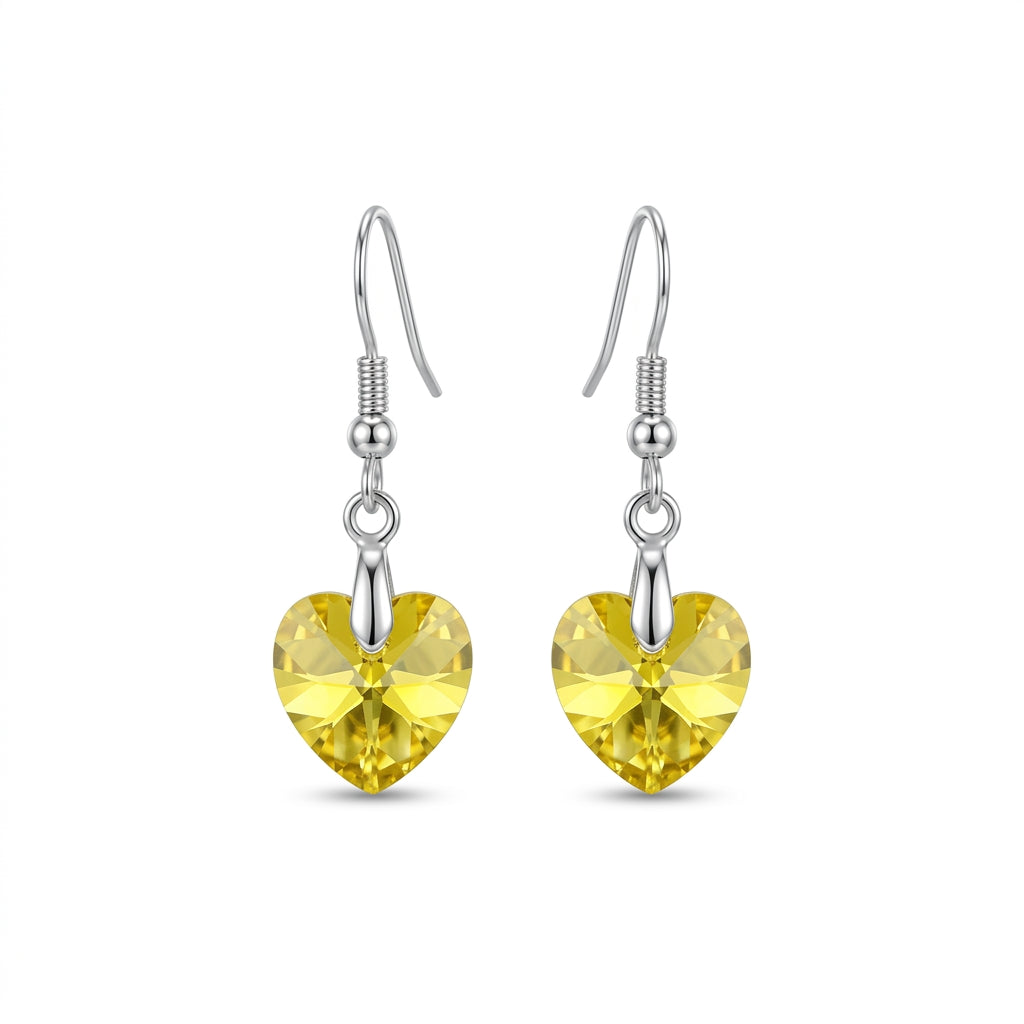 Xilion Yellow Heart Dangle Earrings