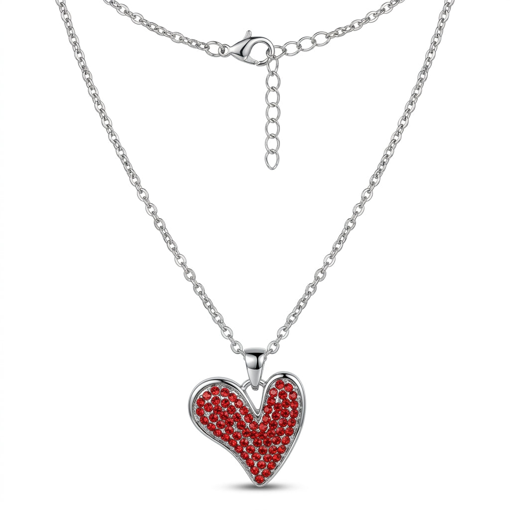 Sparkle Pave Siam Crystal Heart Pendant