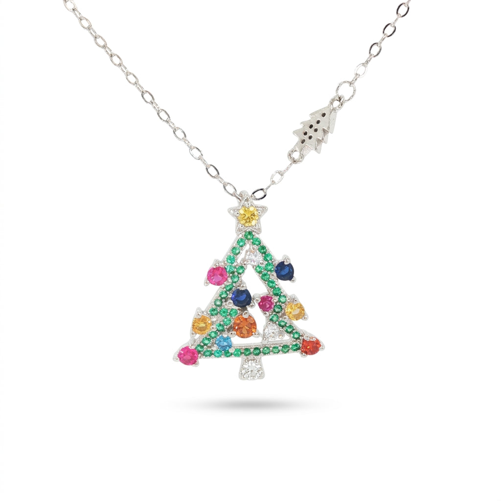 Multi-Stone Christmas Tree Pendant