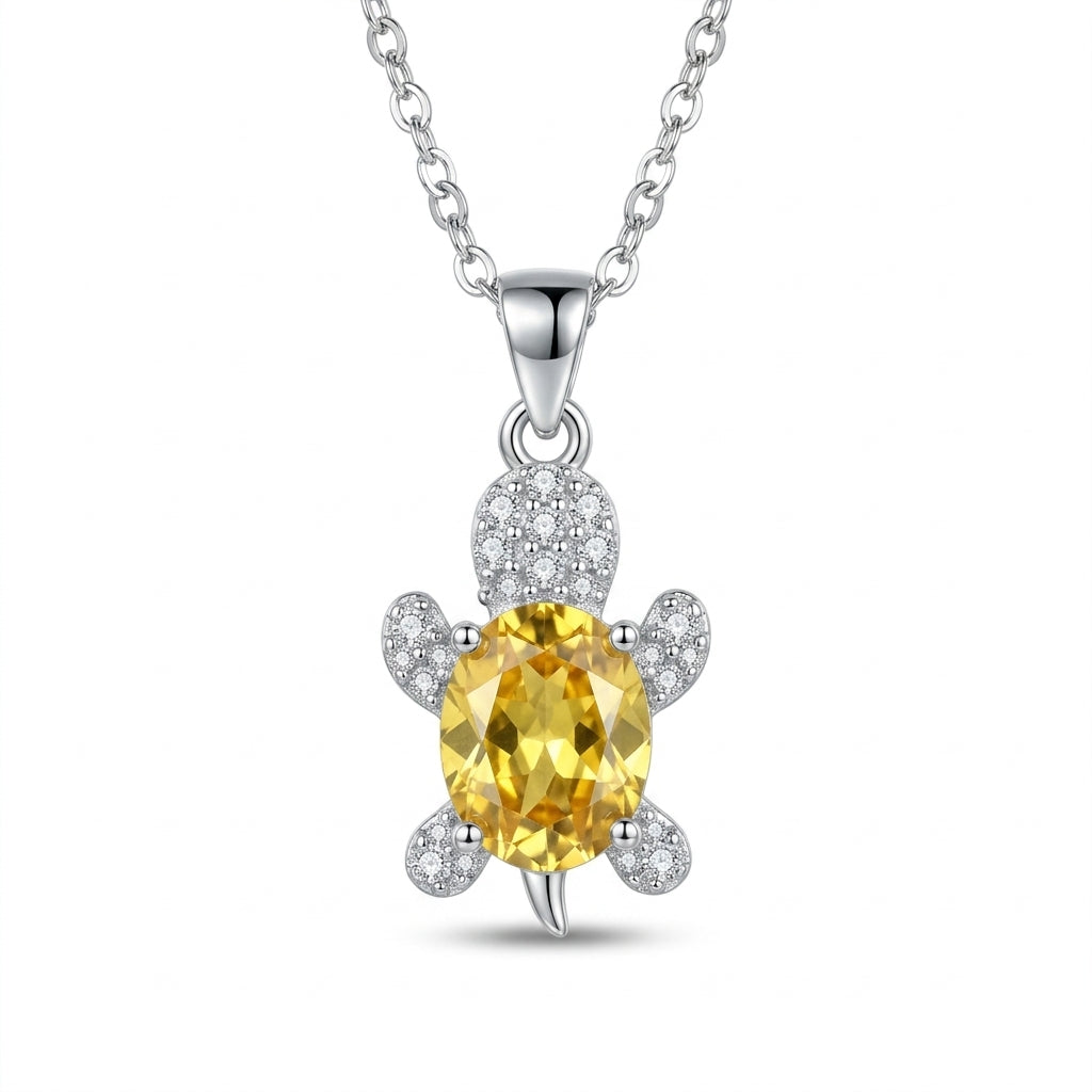 Yellow Crystal Turtle Pendant