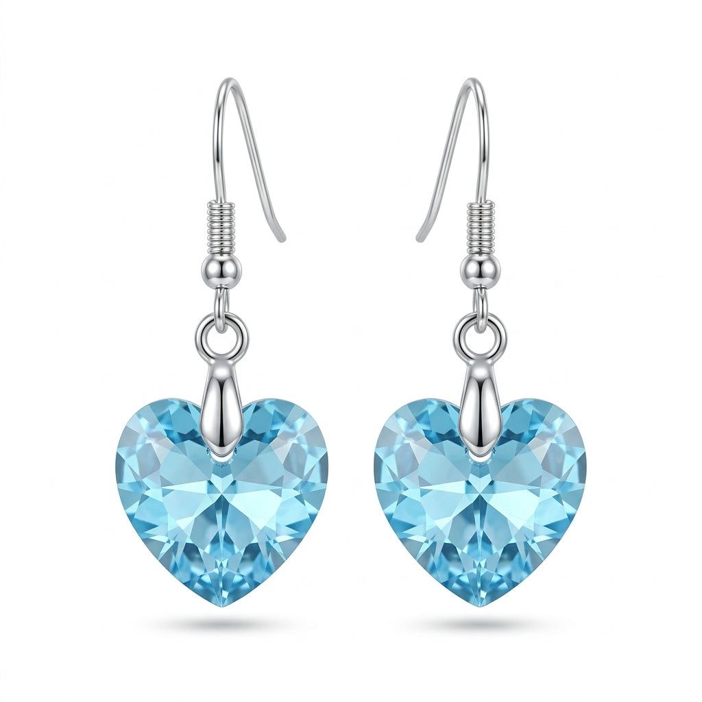 Swarovski Crystal Light Blue Heart Earrings