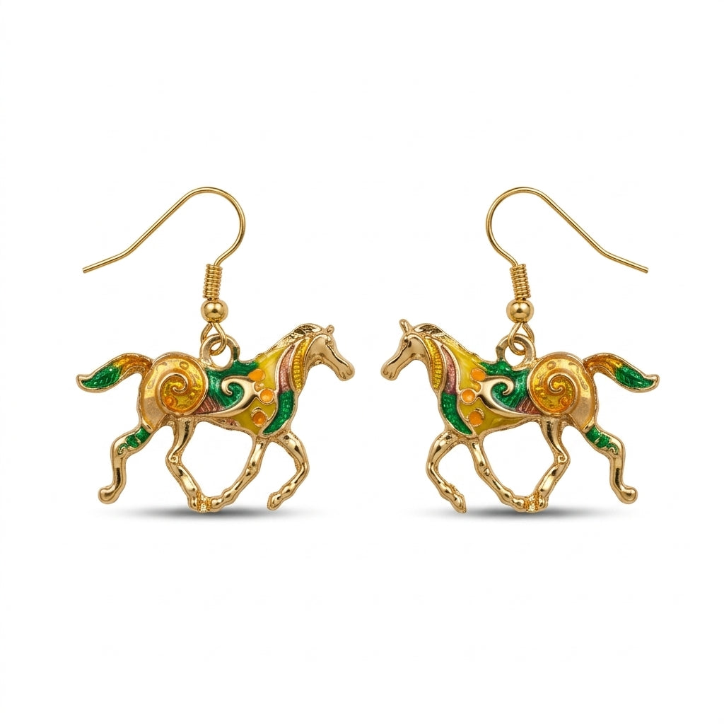 Horse Earrings – Equestrian Charm Earrings - Gold
