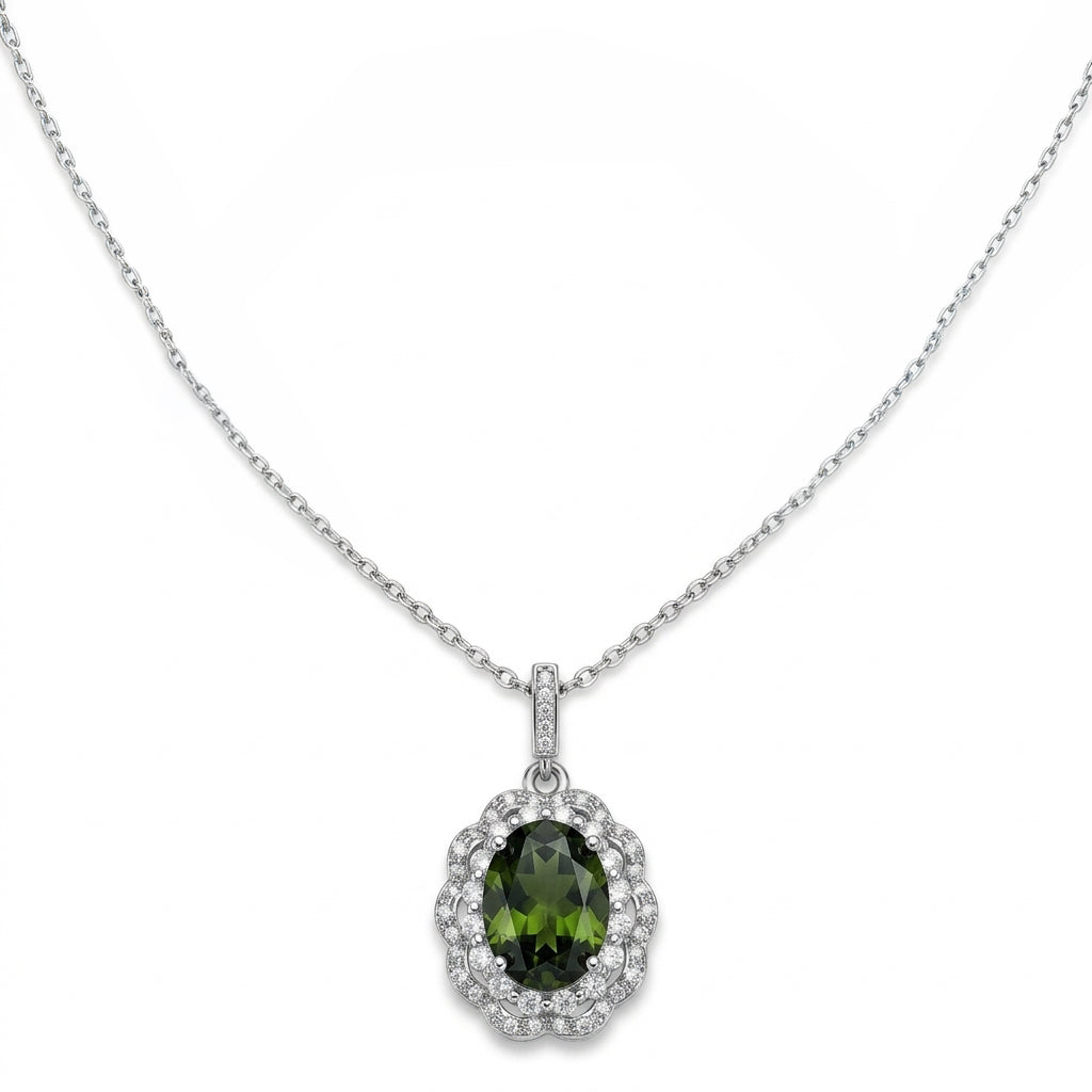 Zircon Crystal Lantana Pendant with Peridot