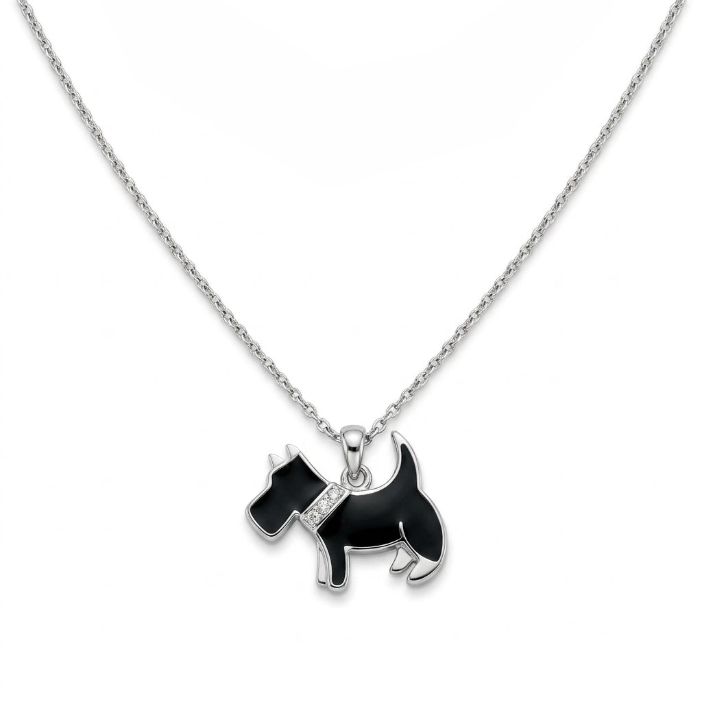 Black Scottie Dog with Crystal Collar Pendant