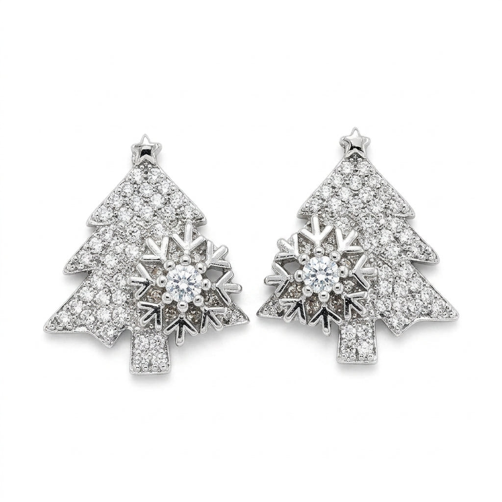 Pavé Cubic Zirconia Christmas Tree Stud Earrings