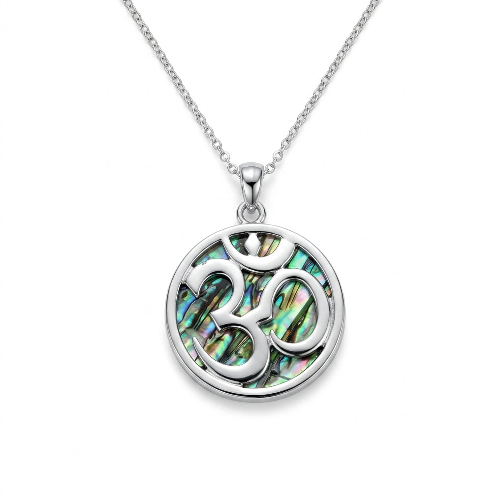 Paua Shell Round Symbol Disc Pendant