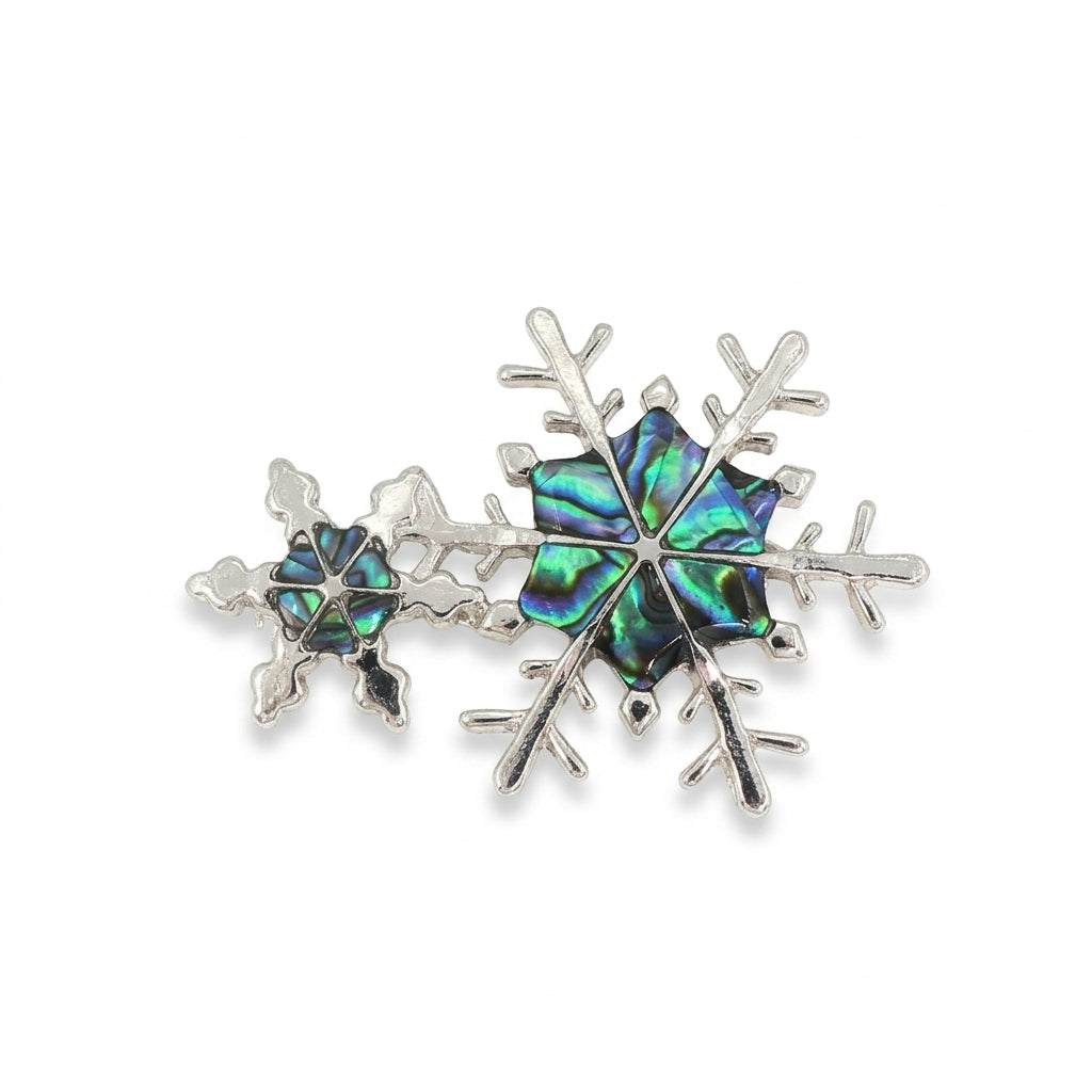 Double Snowflake Brooch with Paua Shell Inlay