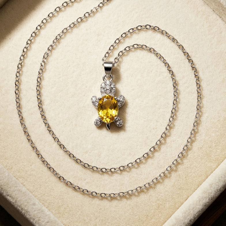 Yellow Crystal Turtle Pendant