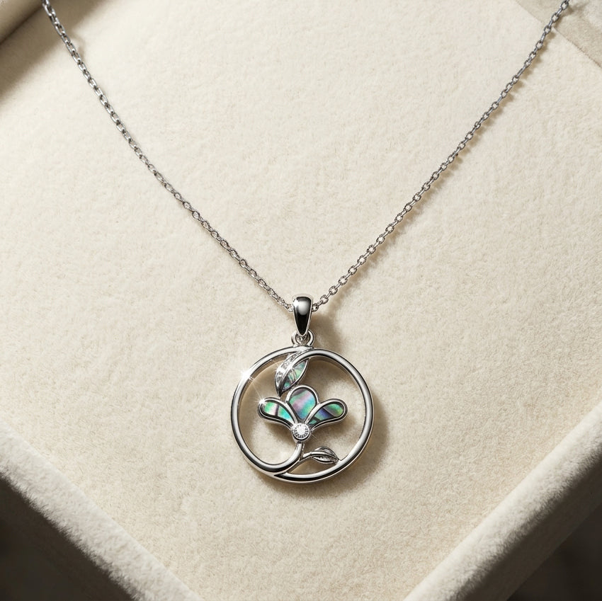 Paua Shell Flower Pendant