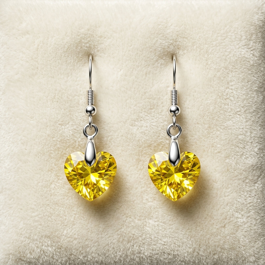 Xilion Yellow Heart Dangle Earrings