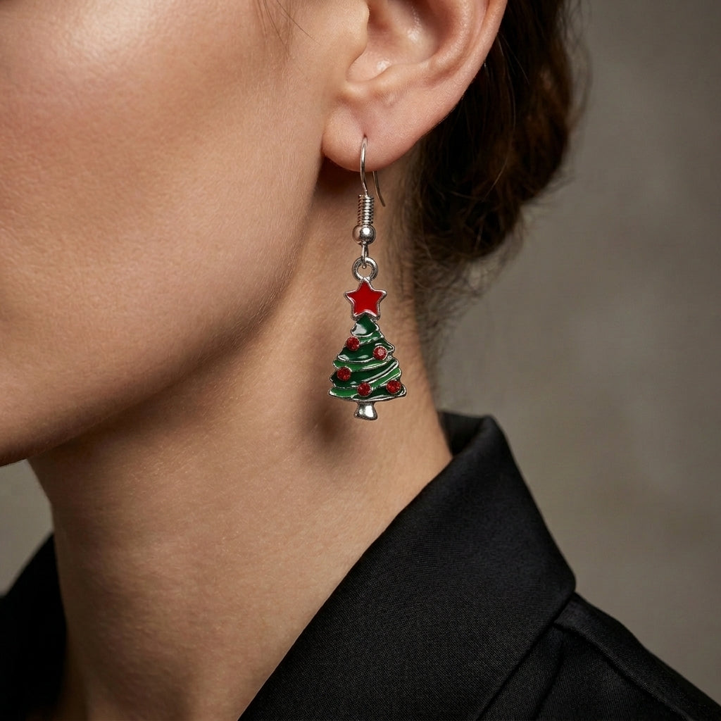 Christmas Tree Star Hook Earrings