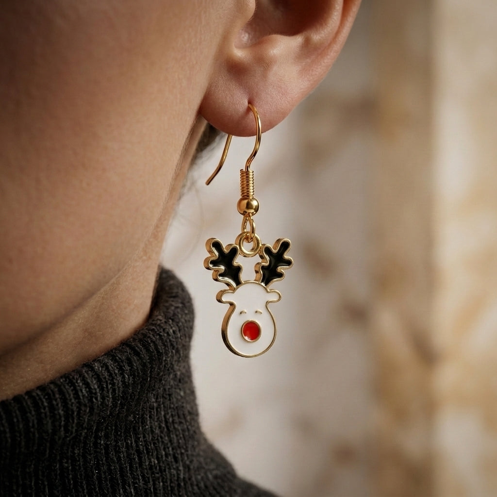 Festive Reindeer Hook Earrings