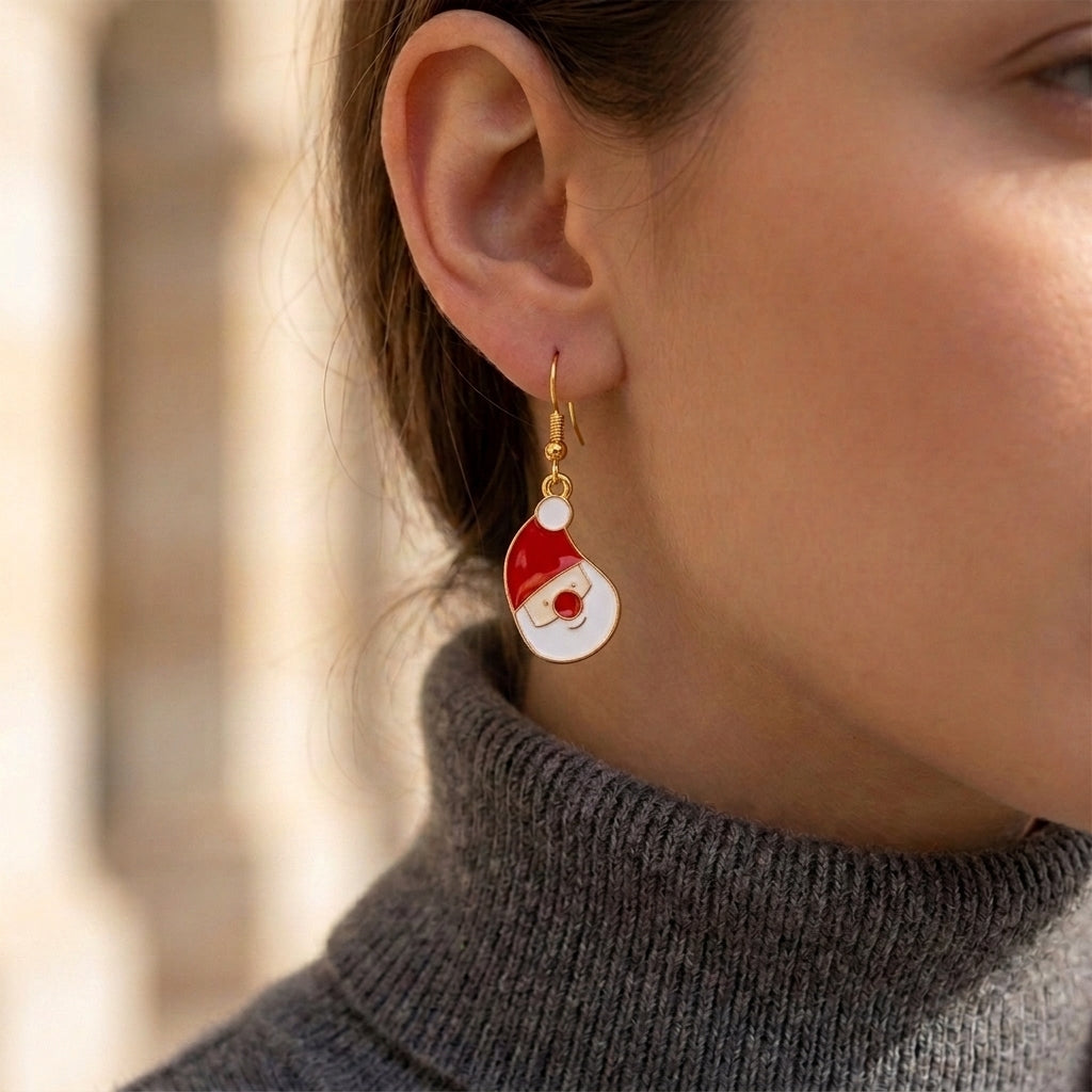 Santa Claus Face Hook Earrings