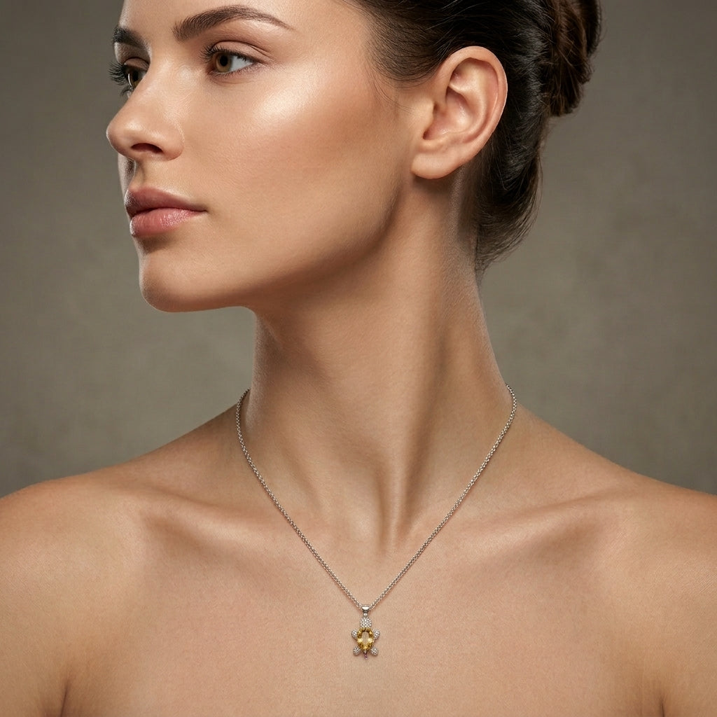 Yellow Crystal Turtle Pendant