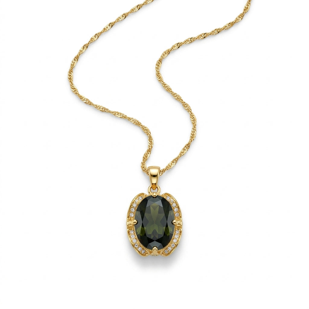 Oval Diadem Peridot CZ Pendant