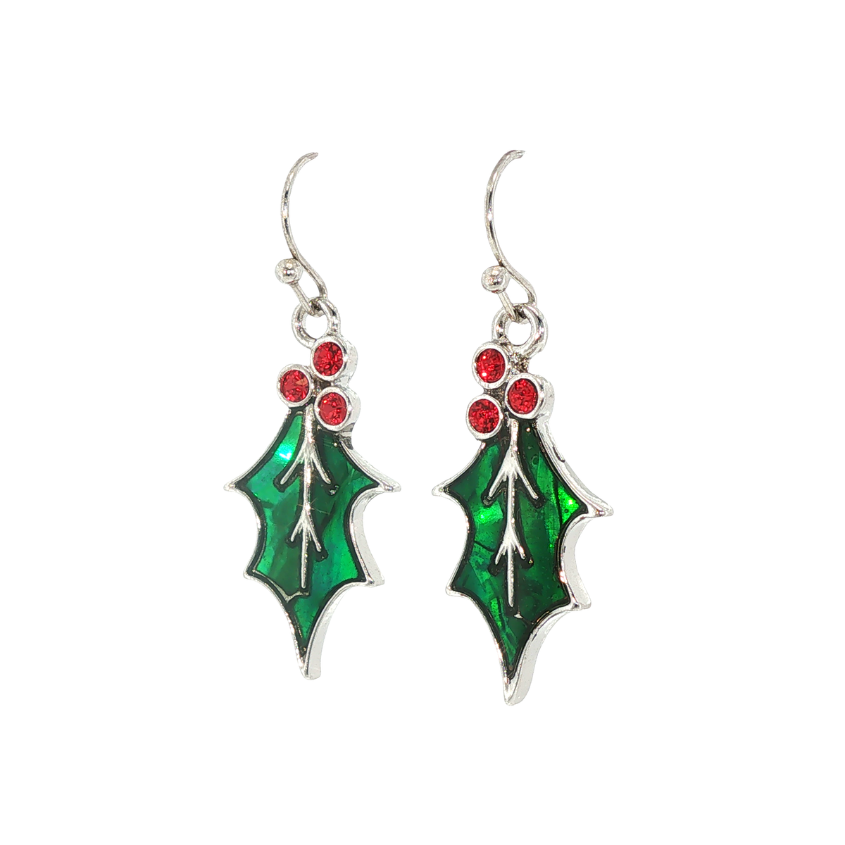 Paua Shell Holly Leaf Hook Earrings