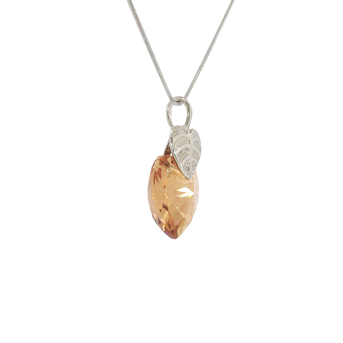 Swarovski Crystal Golden Shadow Heart and Leaf Pendant