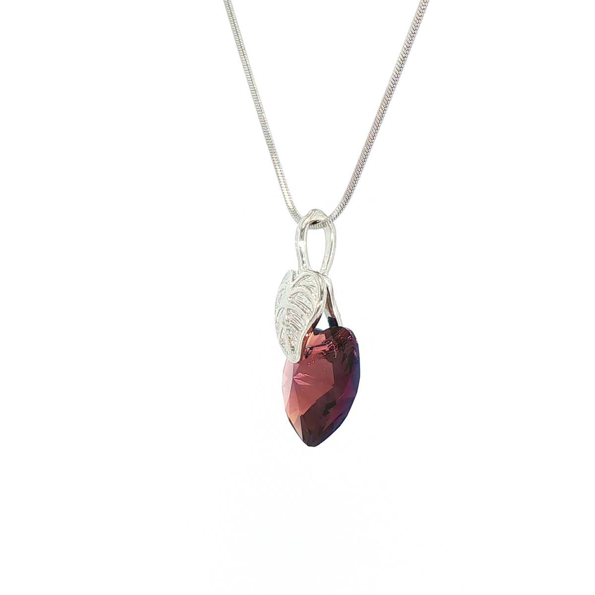 Swarovski Crystal Amethyst Heart Leaf Pendant