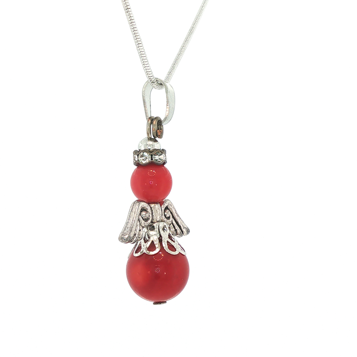 Red Bead Angel Charm Pendant