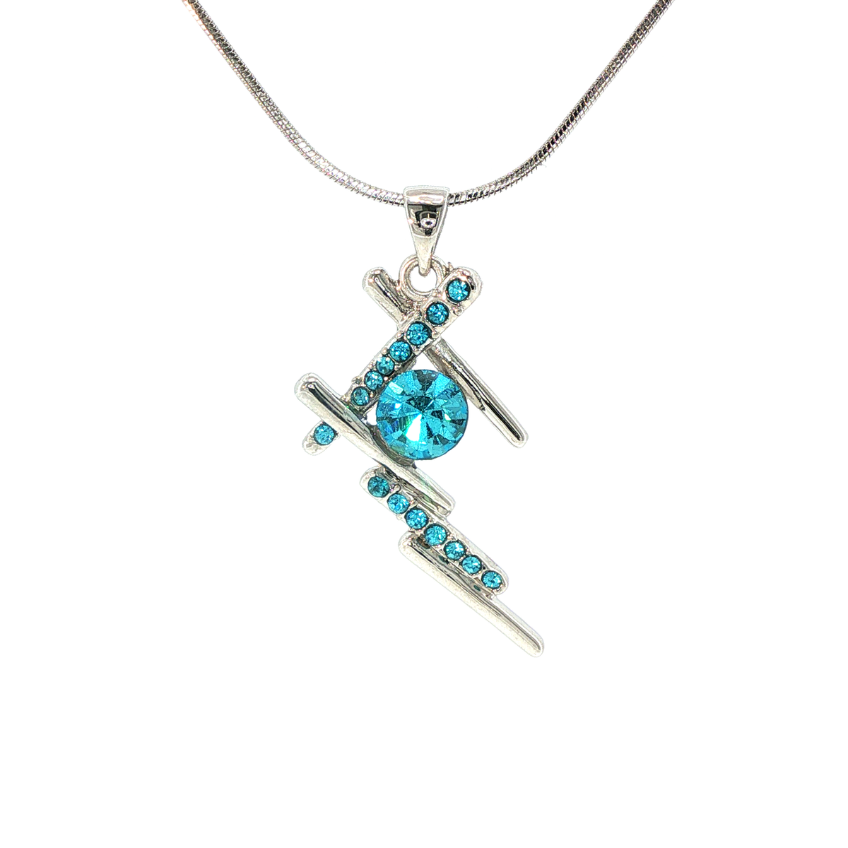 Abstract Blue Cubic Zirconia Pendant