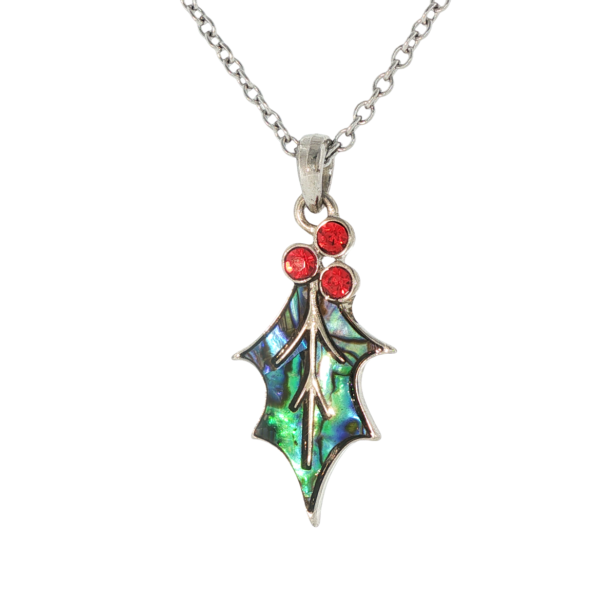 Paua Shell Holly Leaf Pendant