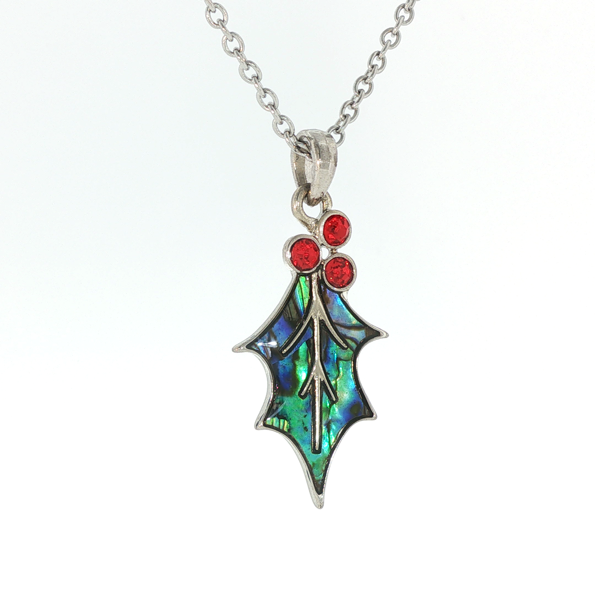 Paua Shell Holly Leaf Pendant