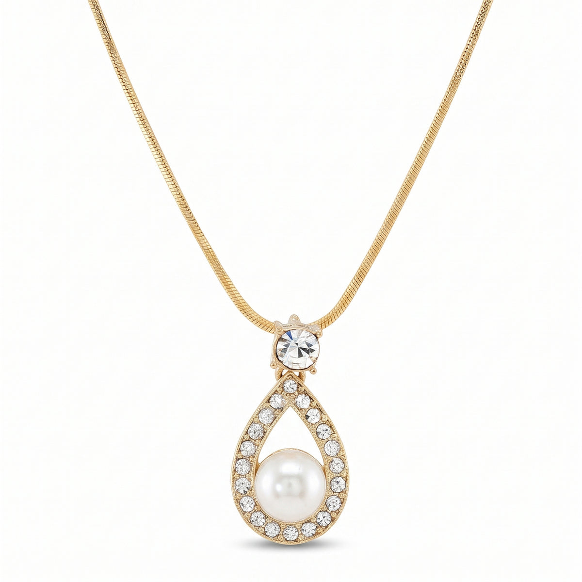 Pearl and Swarovski Crystal Teardrop Pendant