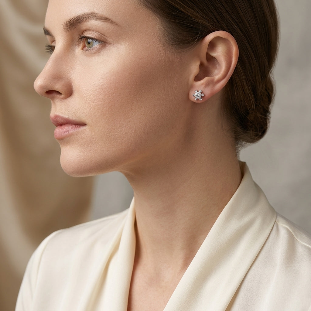 Snowflake Cubic Zirconia Stud Earrings