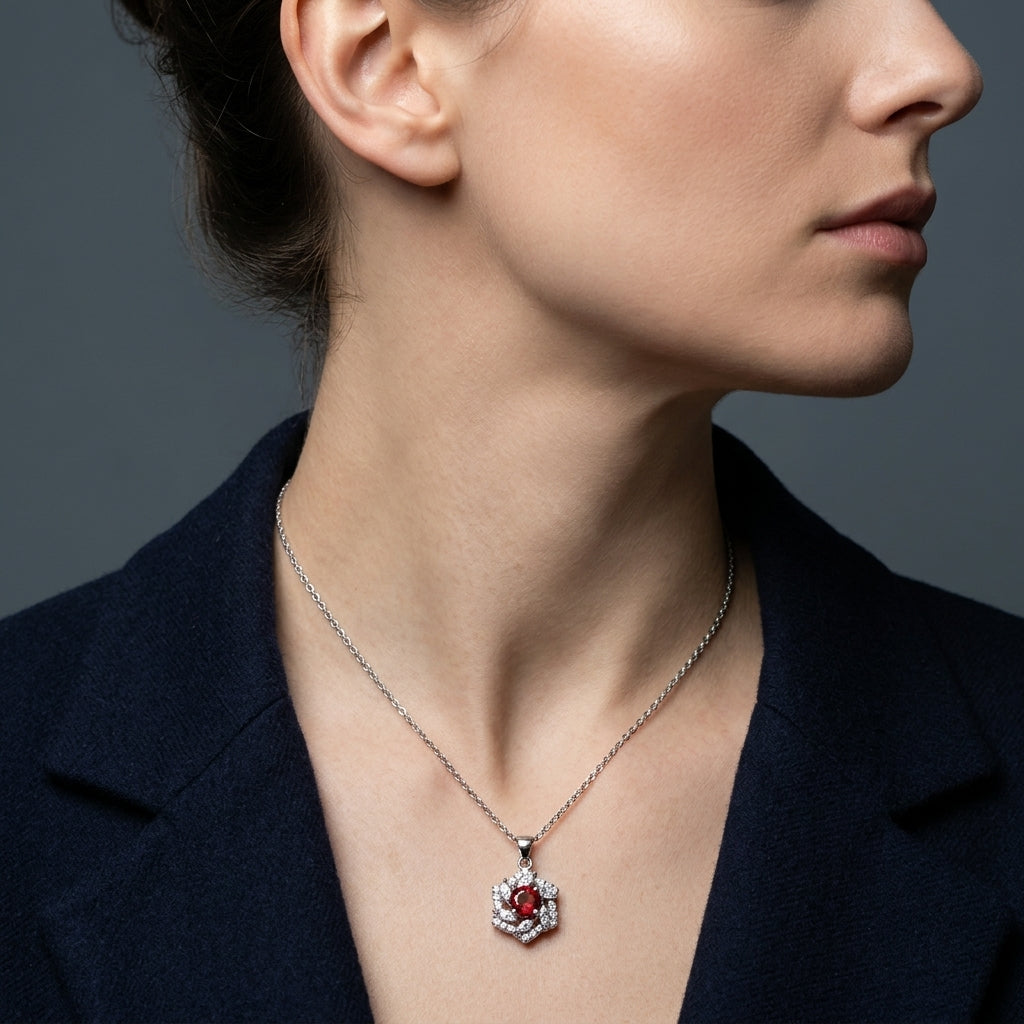 Flower Pave Swirl Cubic Zirconia Pendant
