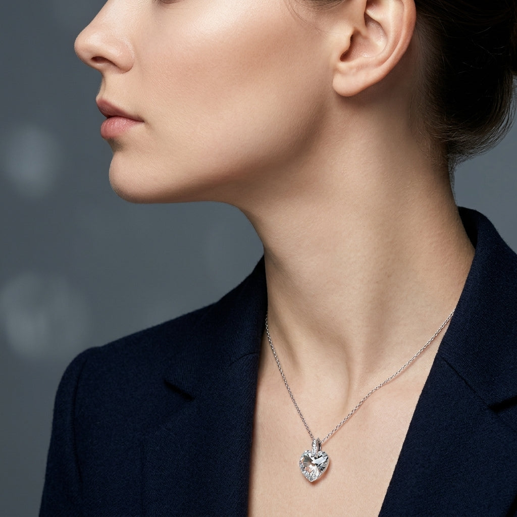 Swarovski White Crystal Iridescent Heart Pendant