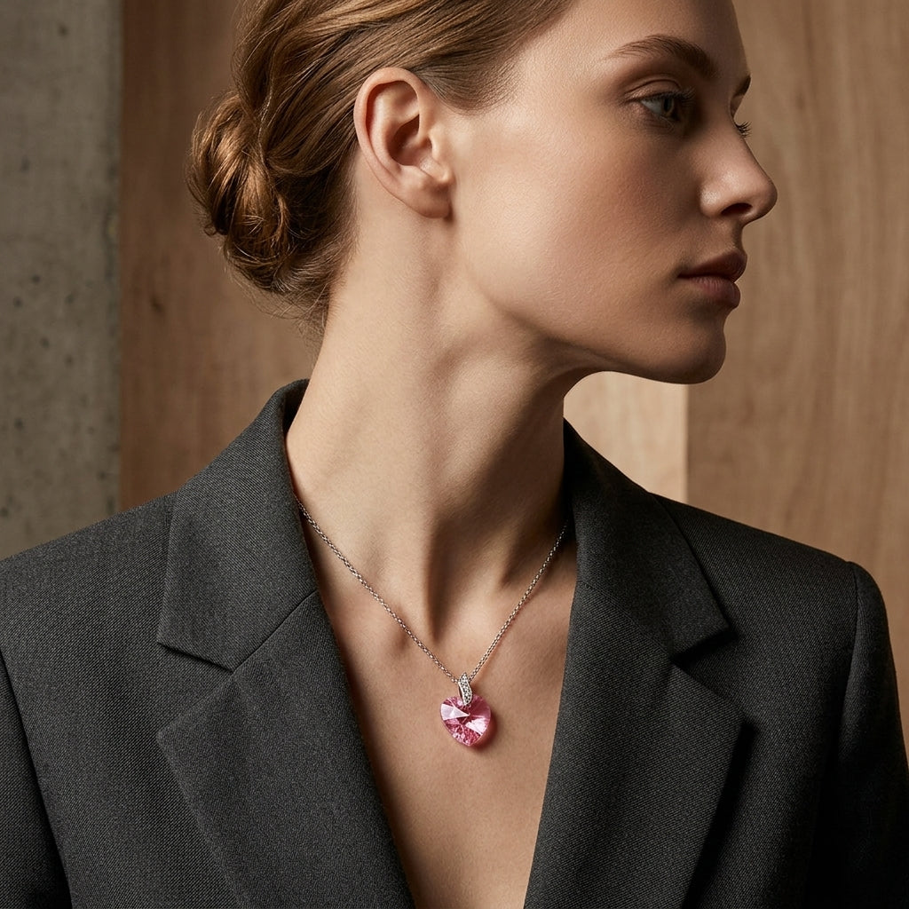 Swarovski Crystal Rose Heart Pendant