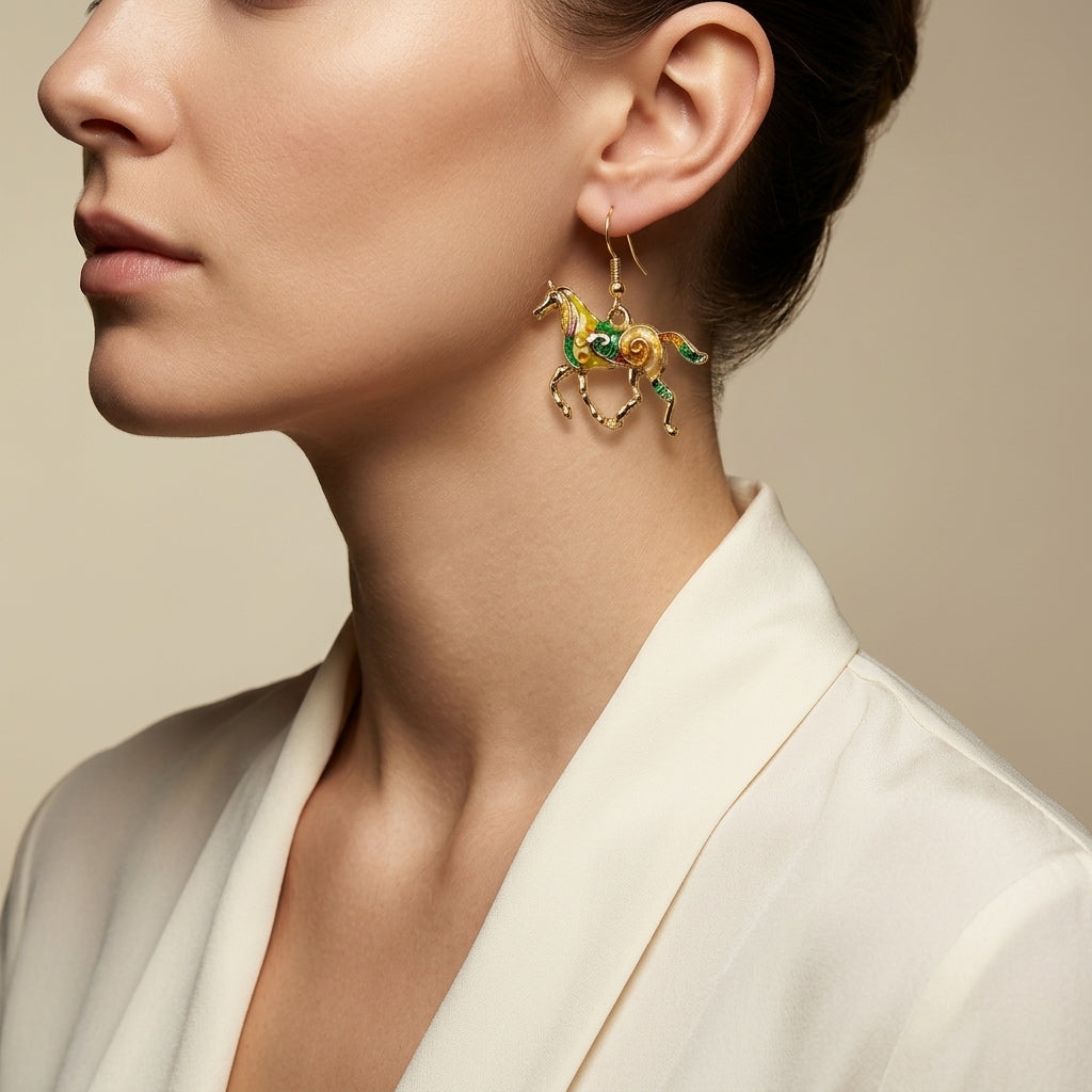Horse Earrings – Equestrian Charm Earrings - Gold