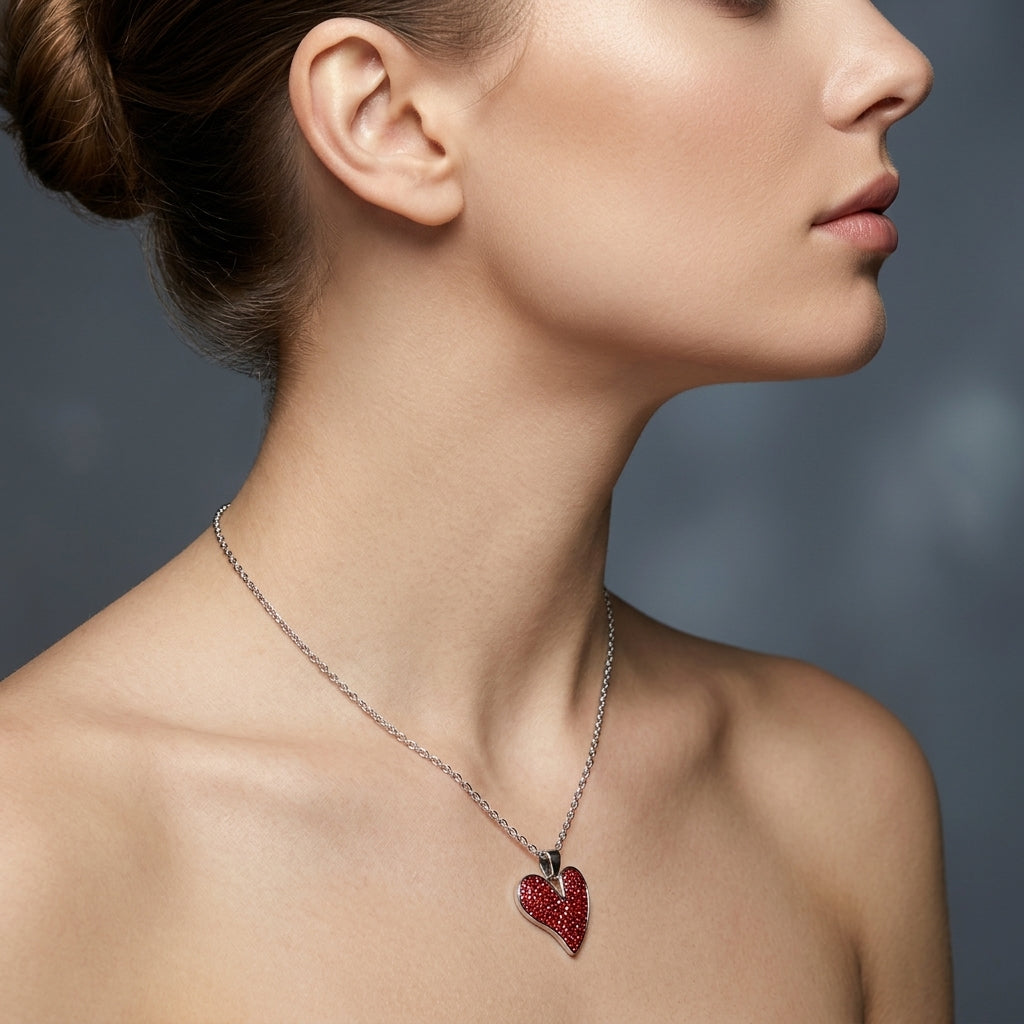 Sparkle Pave Siam Crystal Heart Pendant