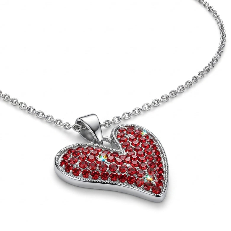 Sparkle Pave Siam Crystal Heart Pendant