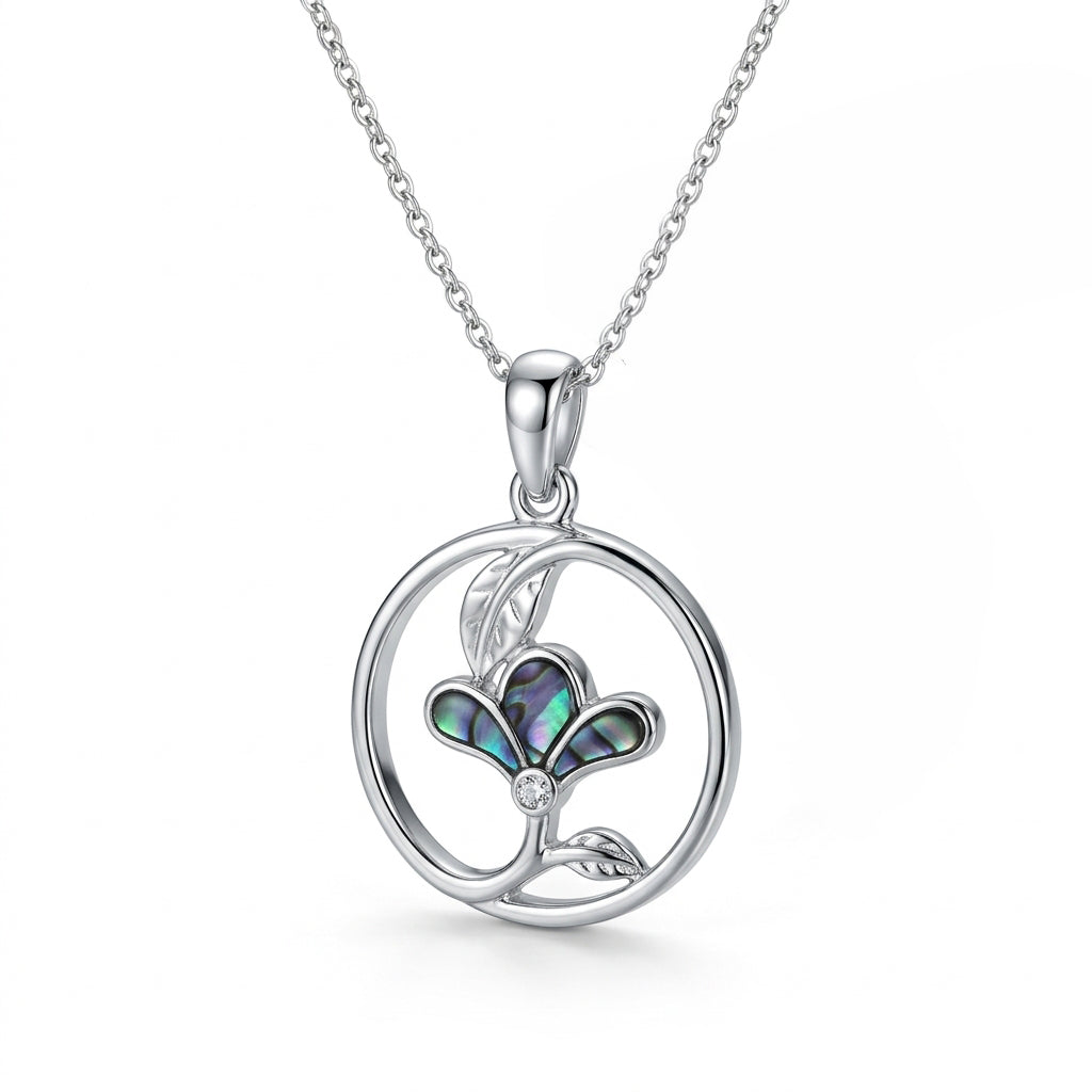Paua Shell Flower Pendant
