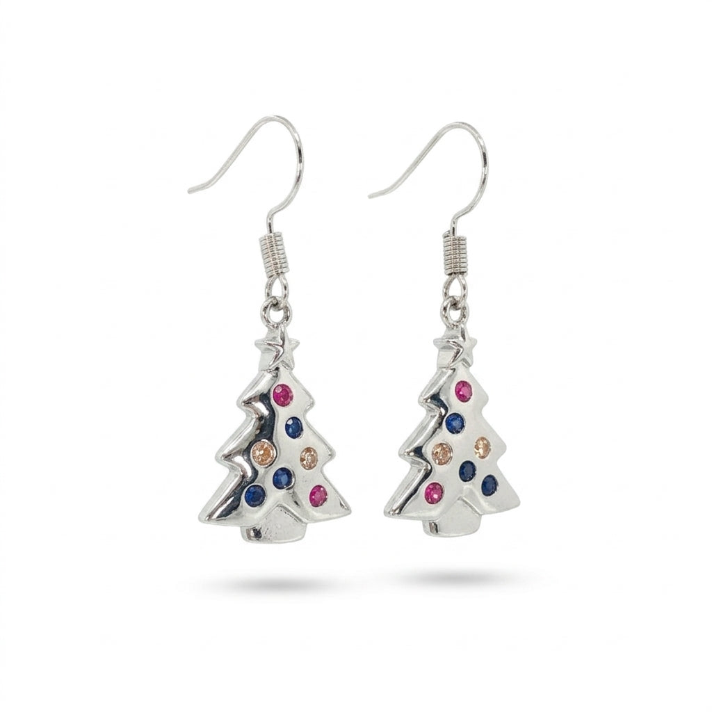 Multicolor Christmas Tree Hook Earrings