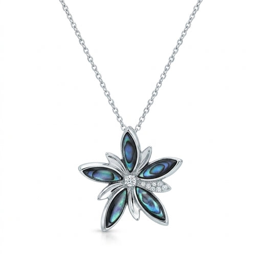 Paua Shell Flower Crystal Pendant