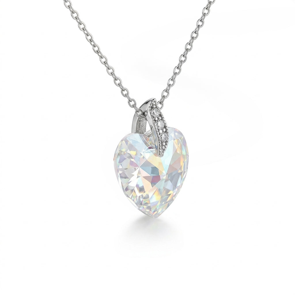 Swarovski White Crystal Iridescent Heart Pendant