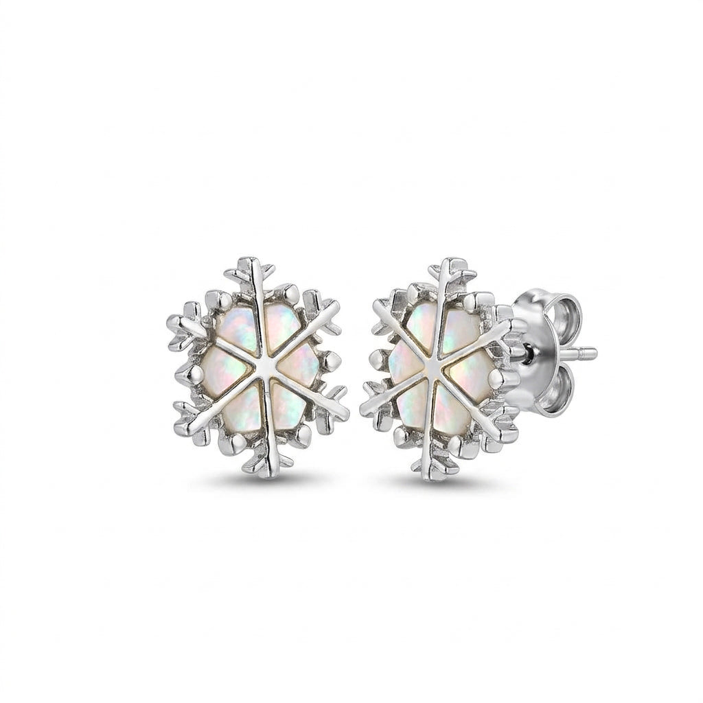 Mother of Pearl Snowflake Stud Earrings